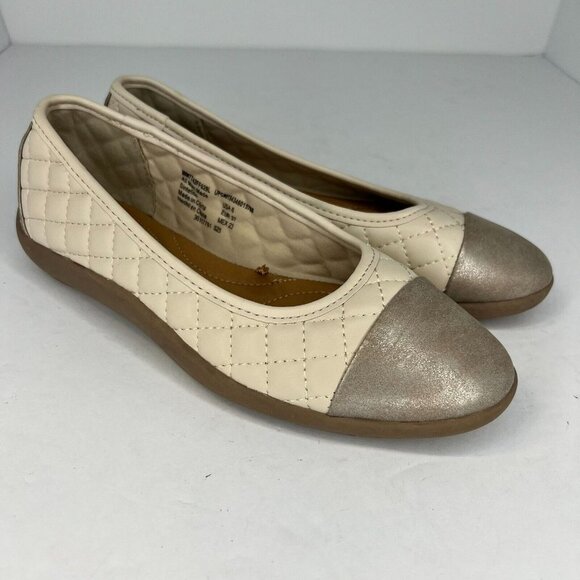 Time & Tru Sintelico Quilted Ballet Flats Womens Cream/Copper Shoes Size 6 - Picture 2 of 9